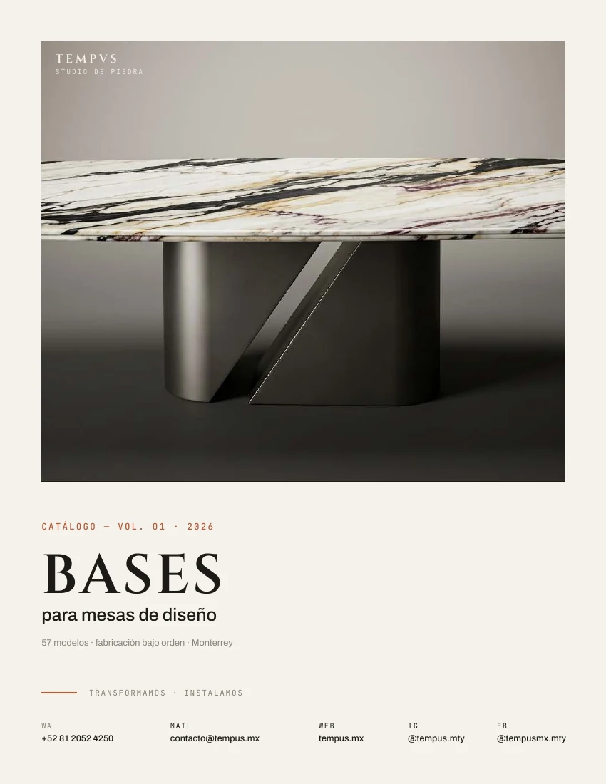 Portada del catálogo Mesas de diseño