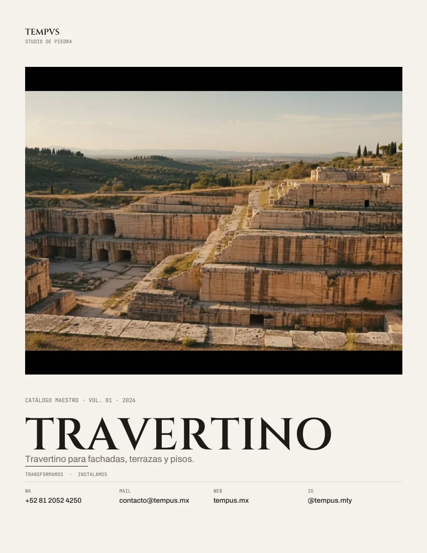 Portada del catálogo Travertino