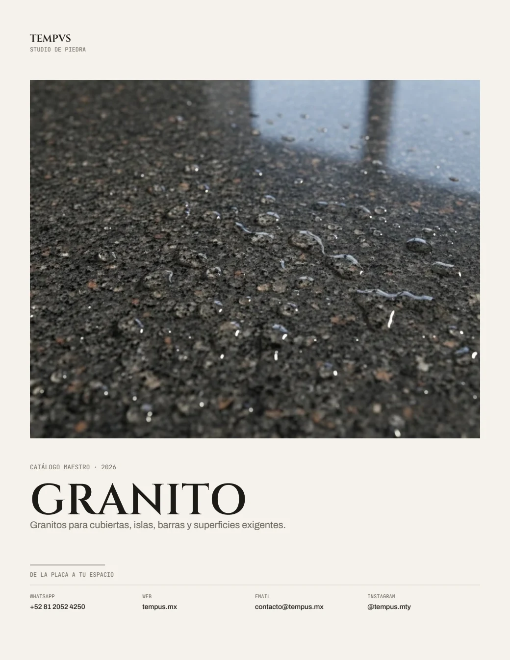 Portada catálogo Granito Tempus