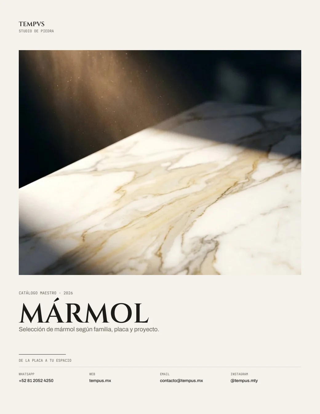 Portada catálogo Mármol Tempus