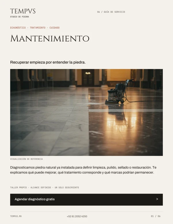 Portada del catálogo de mantenimiento de TEMPVS