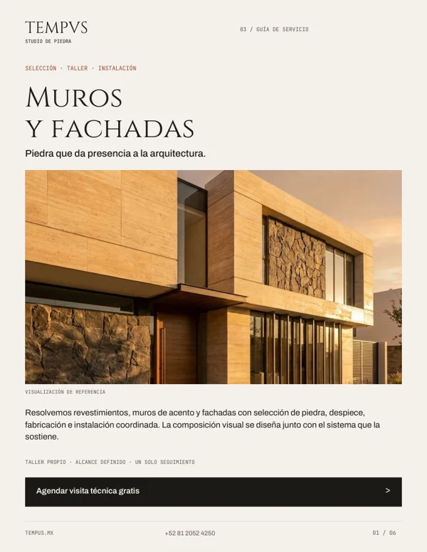 Portada del catálogo de muros y fachadas de TEMPVS