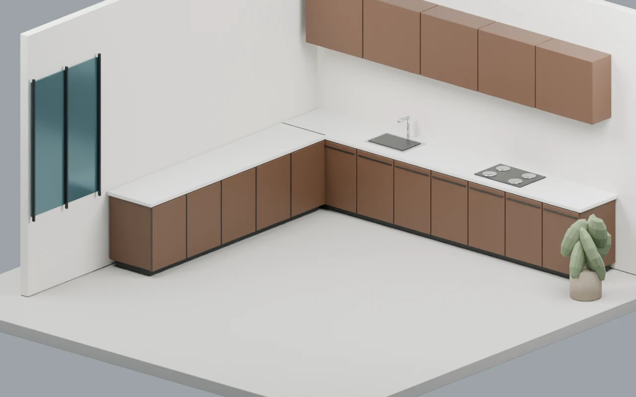 Cocina de referencia con cubiertas en volumen neutro