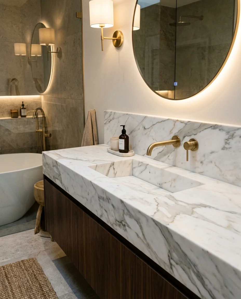 Lavabo y lavaneta de mármol