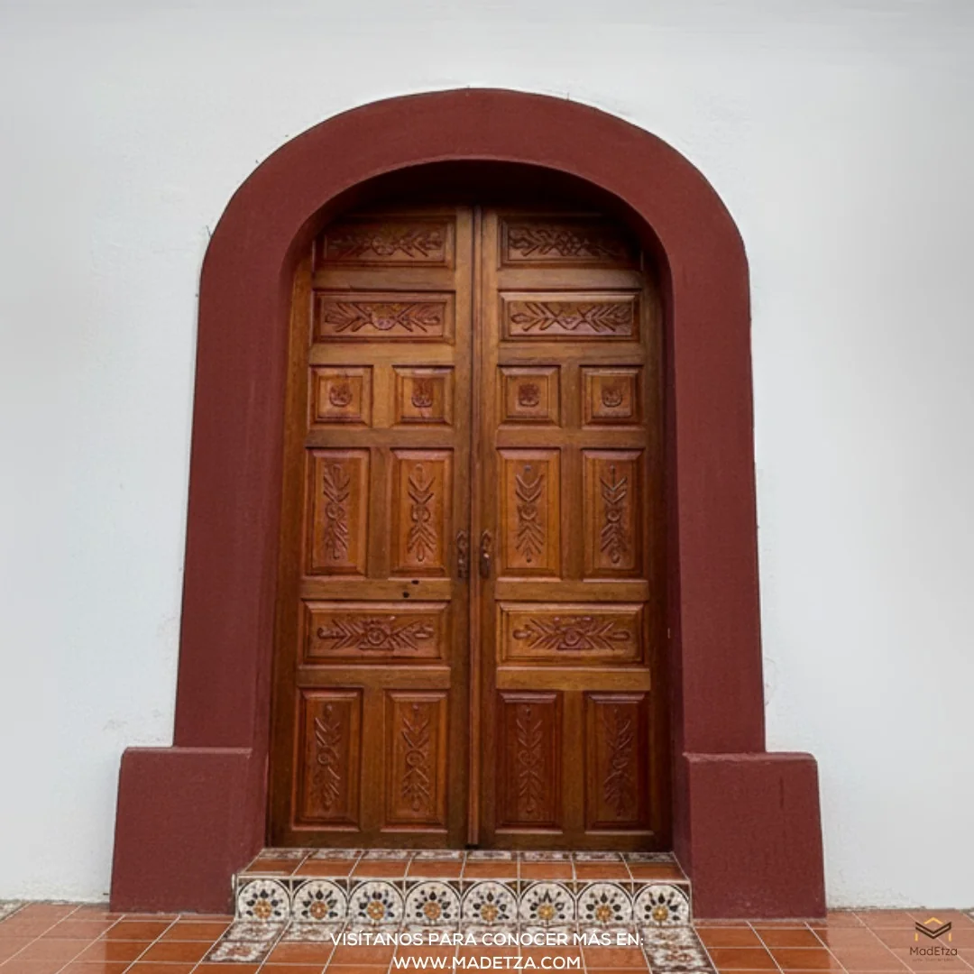 Puerta de madera con diseño de tableros a medida — Tempus Monterrey