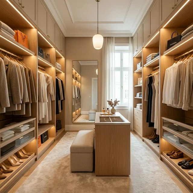 Closet vestidor con luz LED