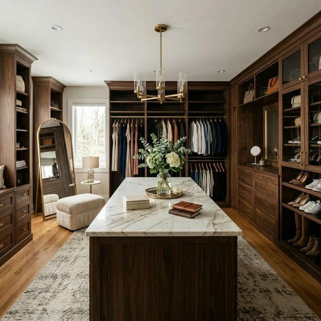 Vestidor walk-in con isla