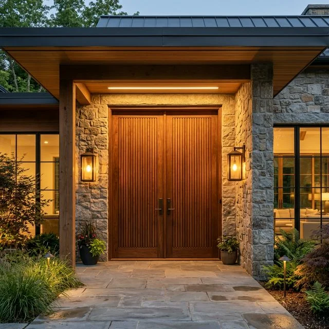 Puerta doble residencial madera