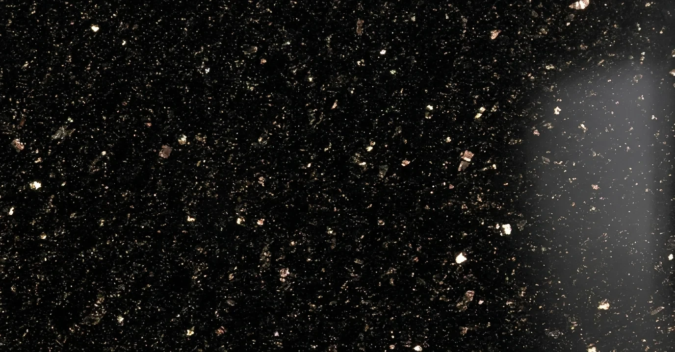 Referencia visual de granito Black Galaxy