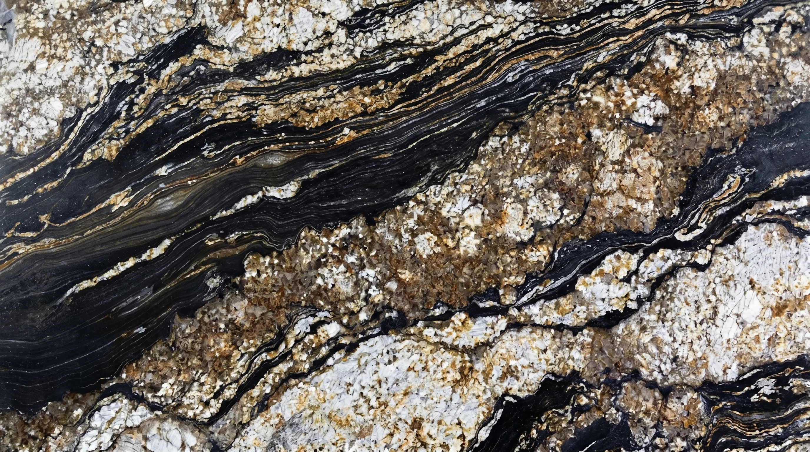 Referencia visual de granito Magma Black Gold