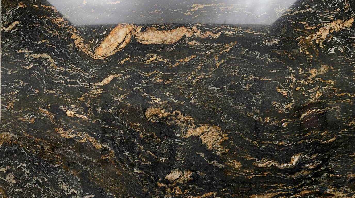 Referencia visual de granito Magma Gold (Leather)