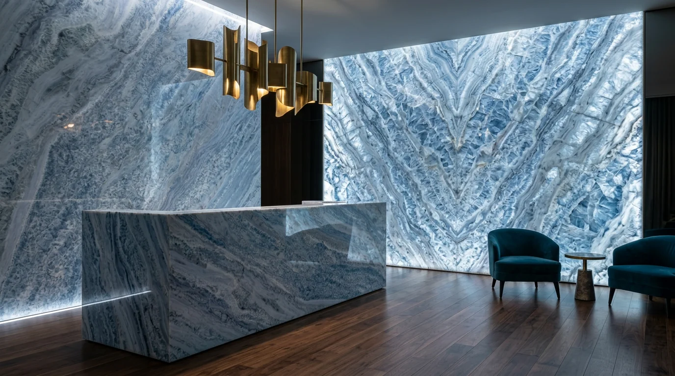 Traslucido Calacita Blue ambiente