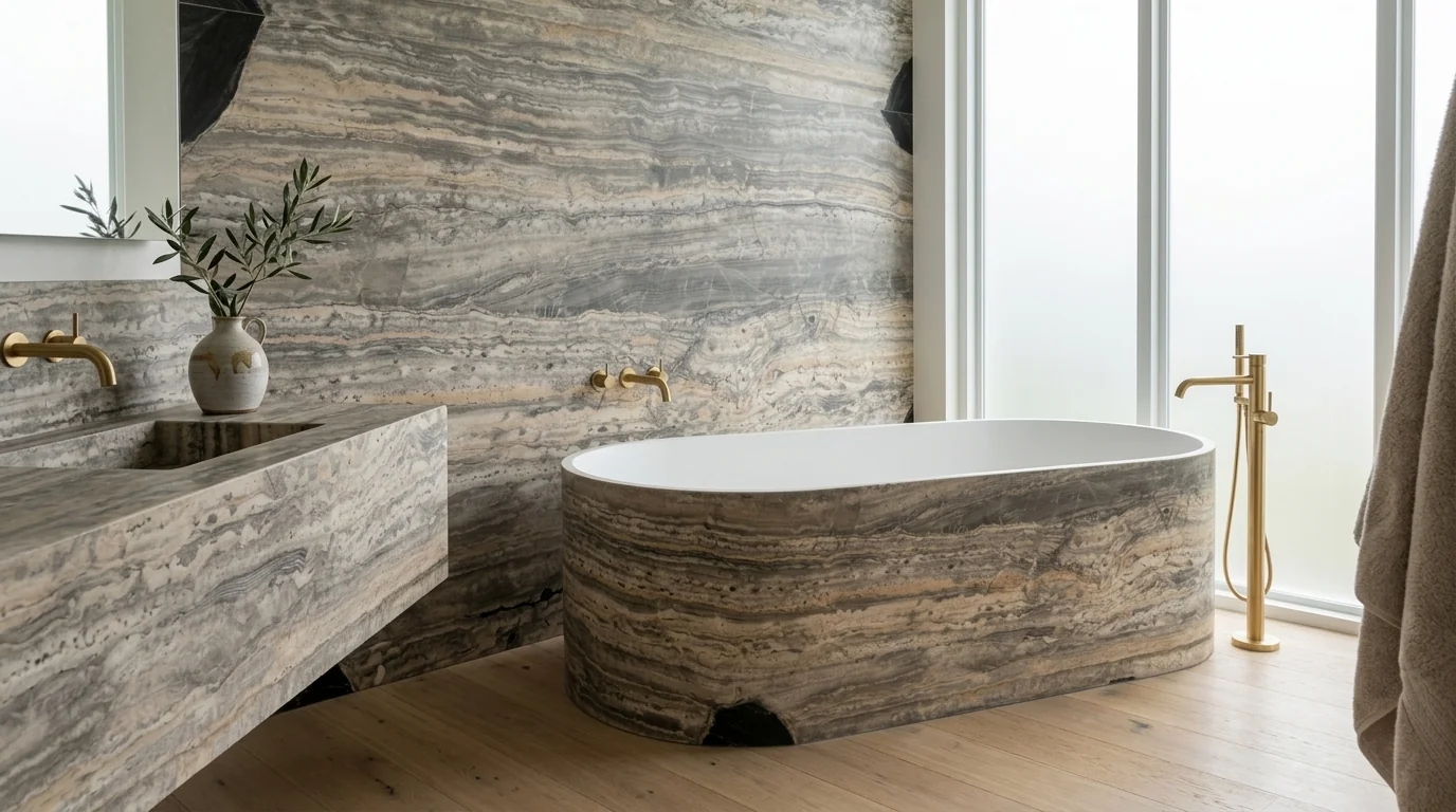 Travertine Titanium Mate ambiente