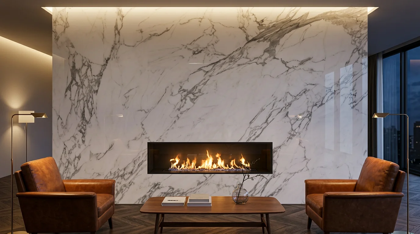 Calacatta White piedra sinterizada en baño