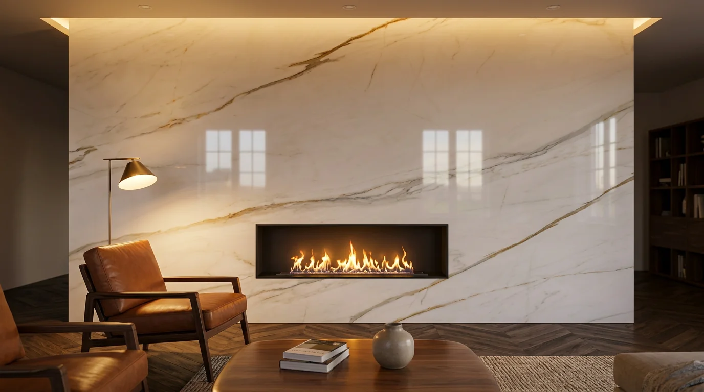 Macchia Gold piedra sinterizada en baño