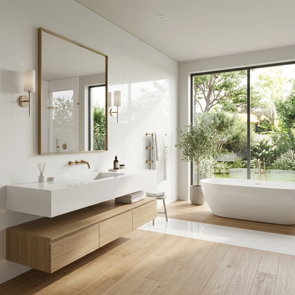 Absolute White en baño