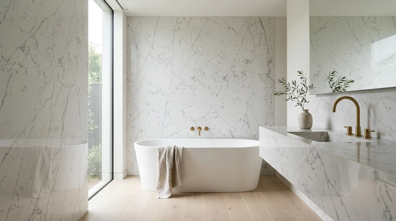 Bianco Venato en baño