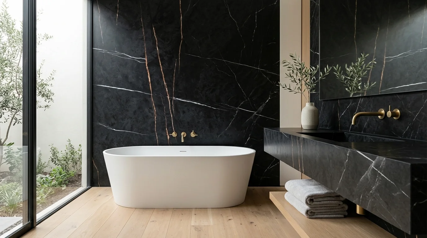 Marquina Black en baño