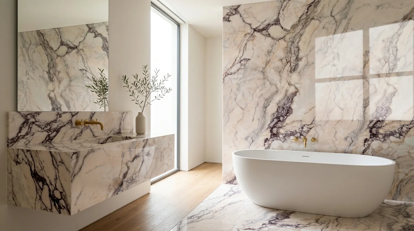 Statuario Rosso en baño