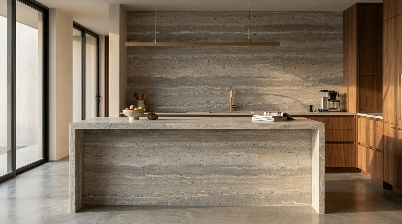 Travertino Greige en cocina