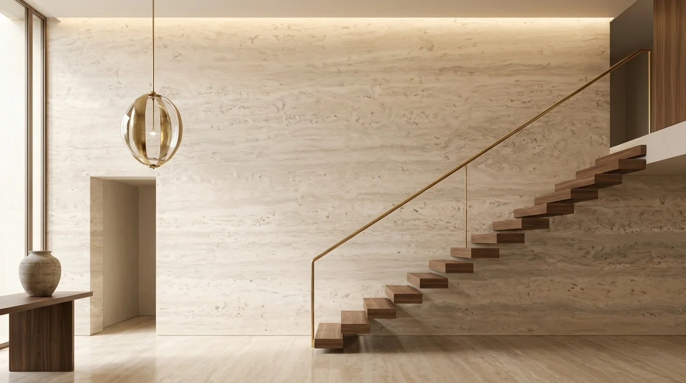 Travertino Ivory en recubrimiento