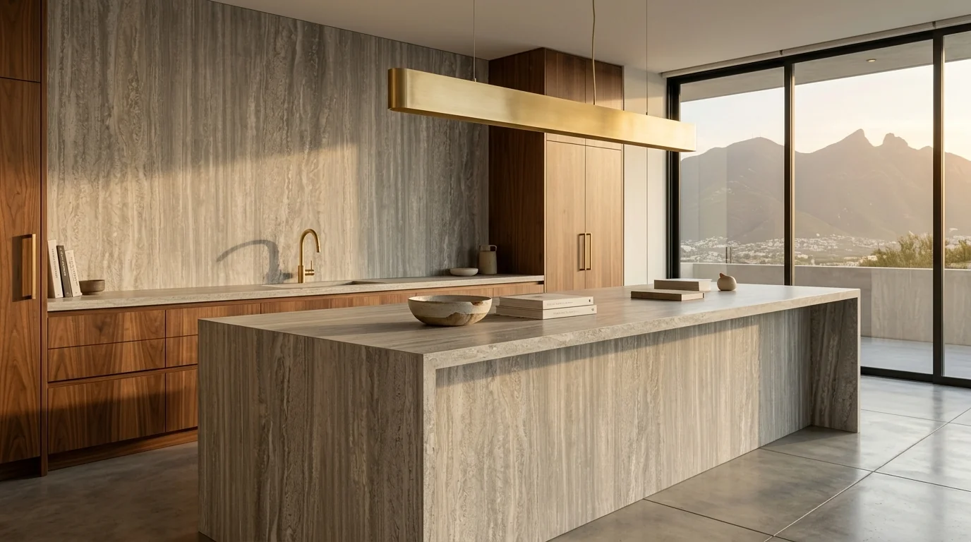 Travertino Silver en cocina